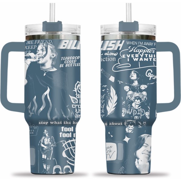 Billie Eilish 40Oz Engraved Tumblers, Gift For Music Fans-image