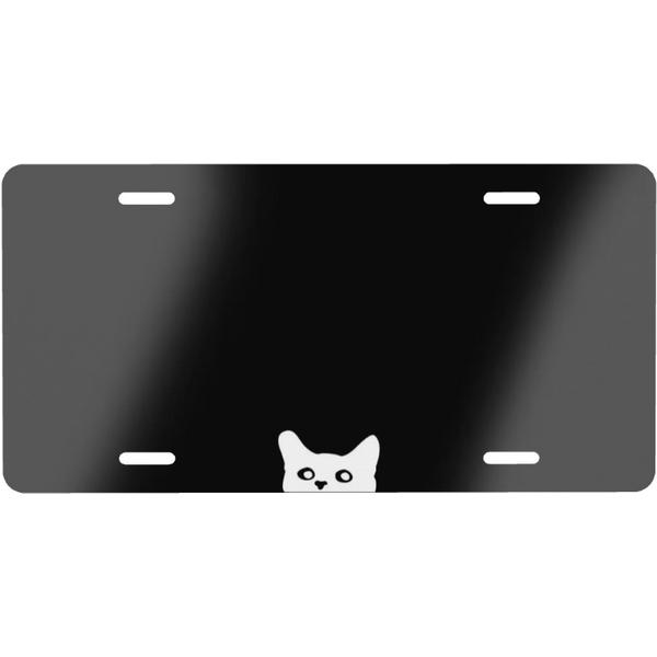 White Cat License Plate Frame - Car Accessories - Peeking Cat- Custom License Plate-image