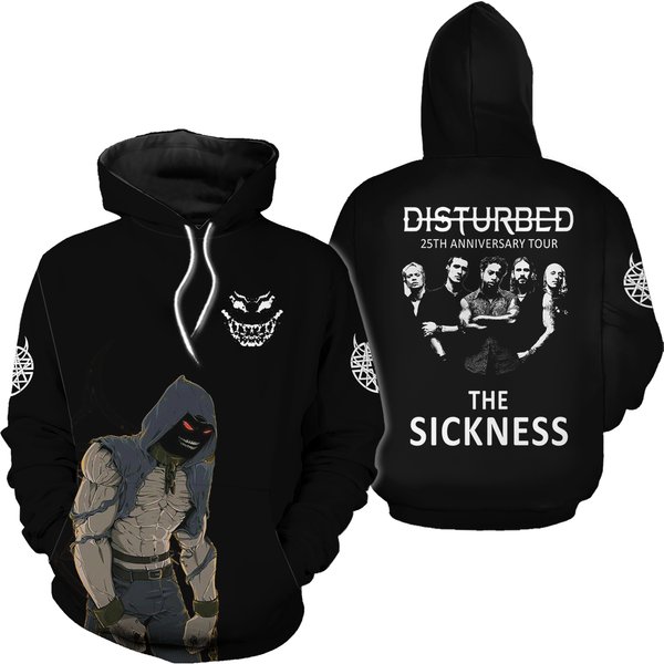Disturbed 25Th Anniversary Tour The Sickness 3D Hoodie, Unisex All Size-image