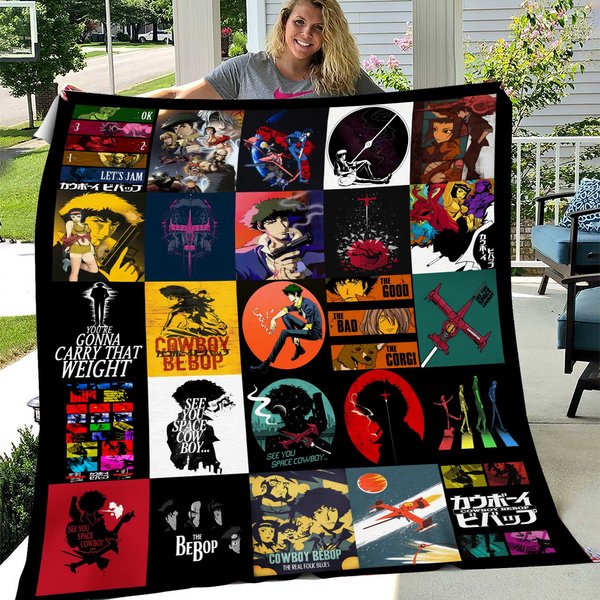 Cow Bebop Blankets, Anime Tv Series Fleece, Sherpa Blanket Soft And Cozy-image