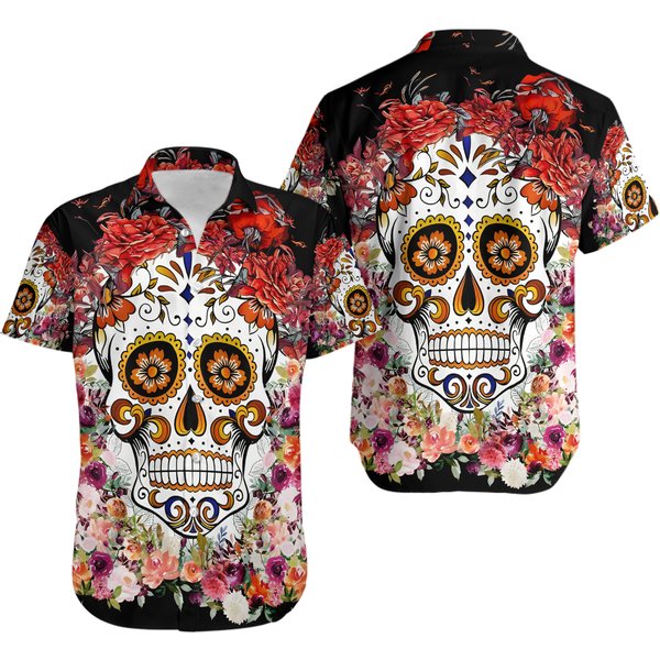 Sugar Skull Hawaiian Shirt, Aloha Hawaiian Shirt-image