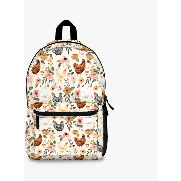 Watercolor Chicken Floral, Charlotte Floral Collection Backpack