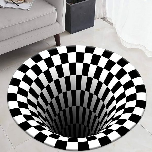 Illusion Rug, 3D Vortex Rug, Optical Illusion Vortex Trick Round Rug-image