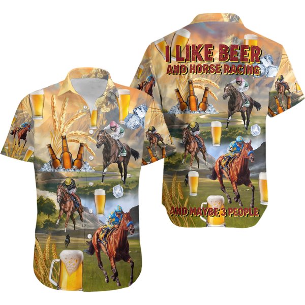 Beer And Horse Racing On The Steppe Hawaii Shirt-image