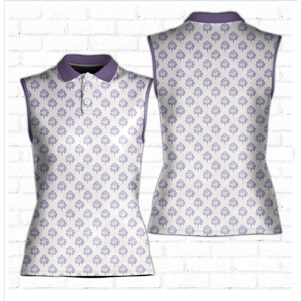 Tee Haw Western Cowboy Hat Golf Polo Shirt, Cowgirl Ladies Sleeveless Polo Shirt
