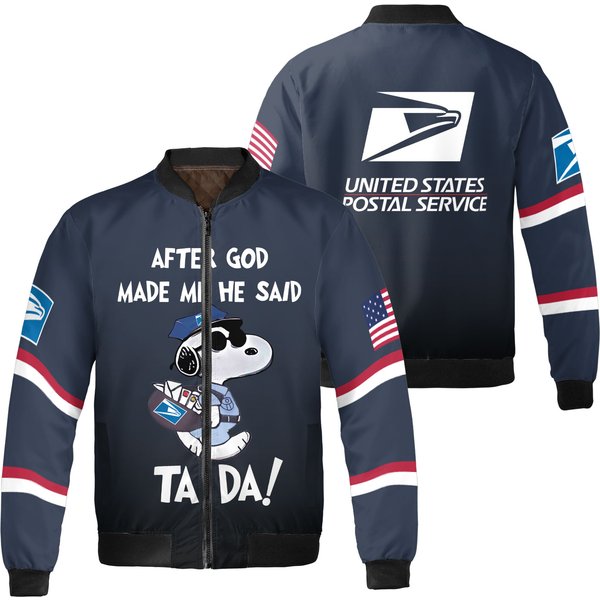 Snoopy Love Postal Worker 3D Bomber Jacket Nr443-image