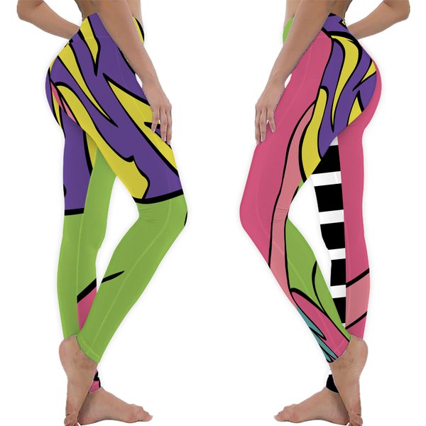 Strip Capri Leggings| Women's Cut & Sew Casual Leggings|yoga Funky Leggings