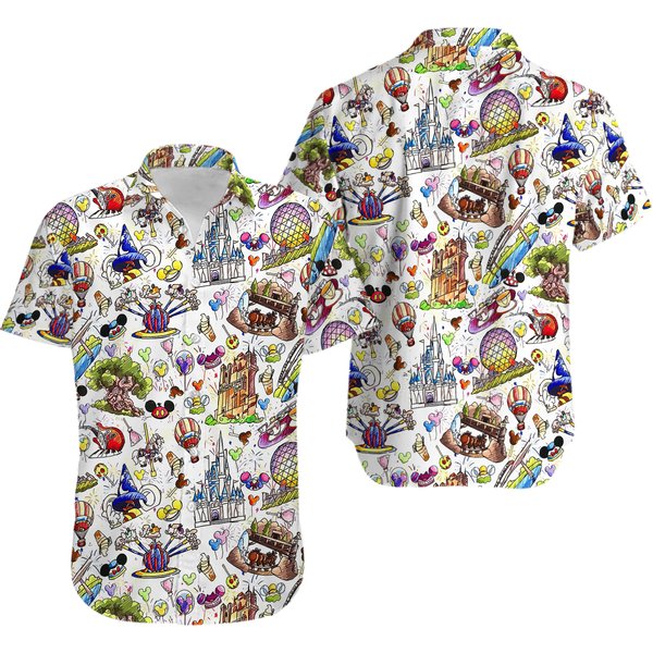 Funny Mouse Hawaiian Shirt, Magic Castle Hawaiian Shirt, Magic Land Aloha Shirt, Family Vacation Kingdom Shirt-image