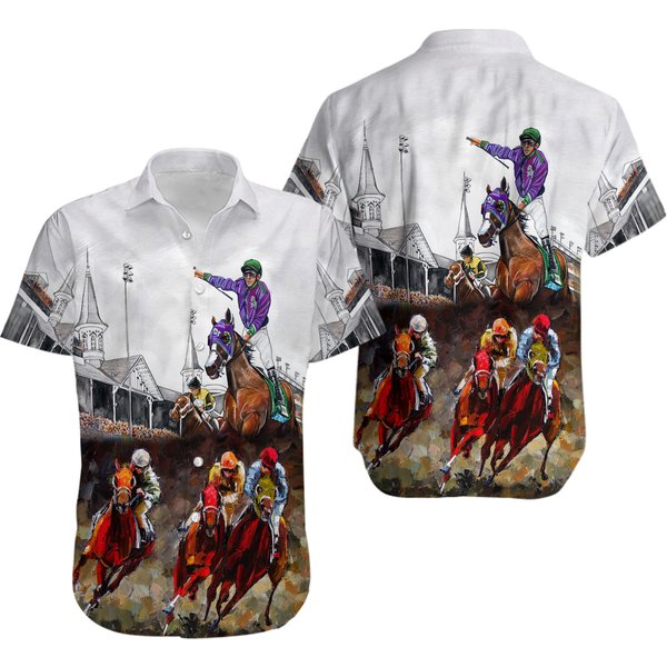 Kentucky Derby Horse Racing Hawaiian Shirt Shirt 3D Hawaiian Shirts-image