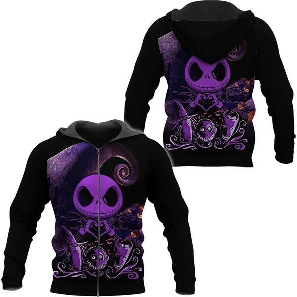 Christmas Skellington Zip Hoodie, Nightmare Christmas Hoodie-image