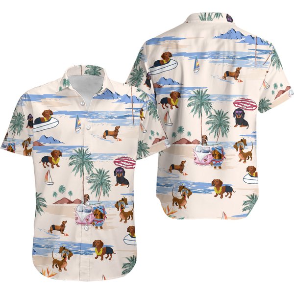 Dachshund Beach Summer Hawaiian Shirt-image