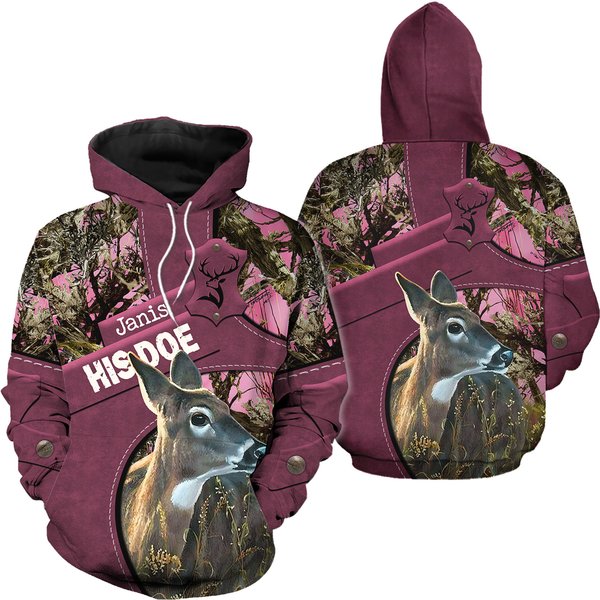 Personalized Her Buck His Doe Couple Hoodies, Deer Matching Hoodies-image