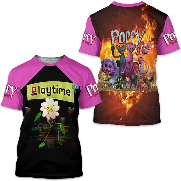 Daisy Huggy Wuggy Poppy Playtime Shirt, Horror Game 3D T-Shirt-image