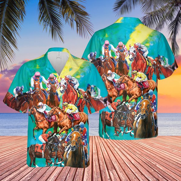 Horse Racing Hawaiian Shirt, Horse Racing Shirt-image