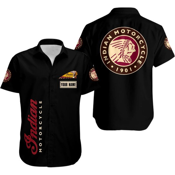 Custom Motorcycle Hawaiian Button-Up Shirt-image