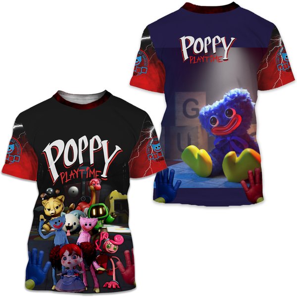 Huggy Wuggy Poppy Playtime Shirt, Horror Game 3D T-Shirt-image