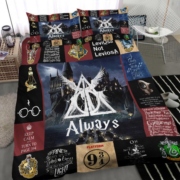 Harry Potter Symbol Quilt Duvet Cover Set Doona Cover Bed Linen Home Textiles-image