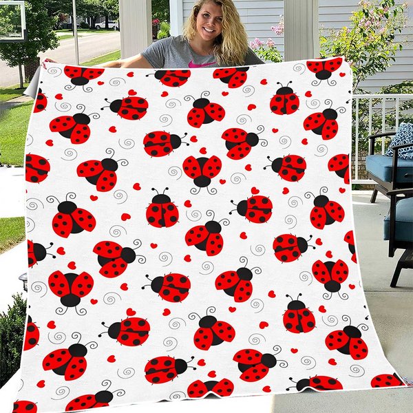 Ladybug Blanket For Ladybird Lovers, Custom Lady Bug Micro Fleece Pattern Blanket