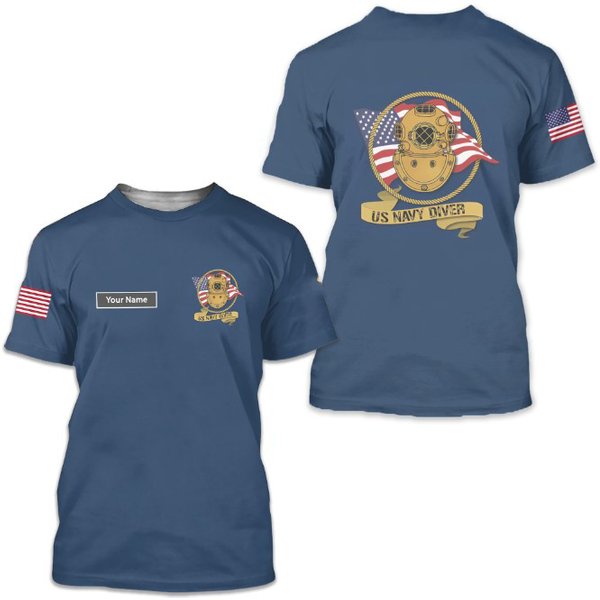 Custom Name Us Navy Diver Gift Aop Shirt 3D Shirt Full Size-image
