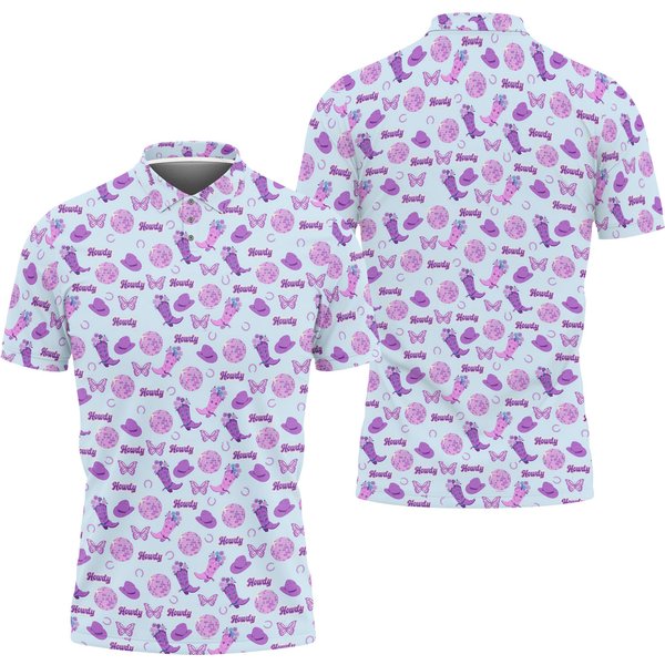 Purple Western Womens Golf Shirt, Howdy Ladies Golf Polo-image