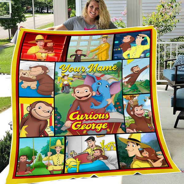 Personalized Curious George Blanket, Curious George Fleece Blanket, Custom Blanket-image