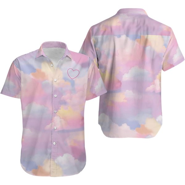 Pastel Rainbow Cloud Button-Down Shirt-image