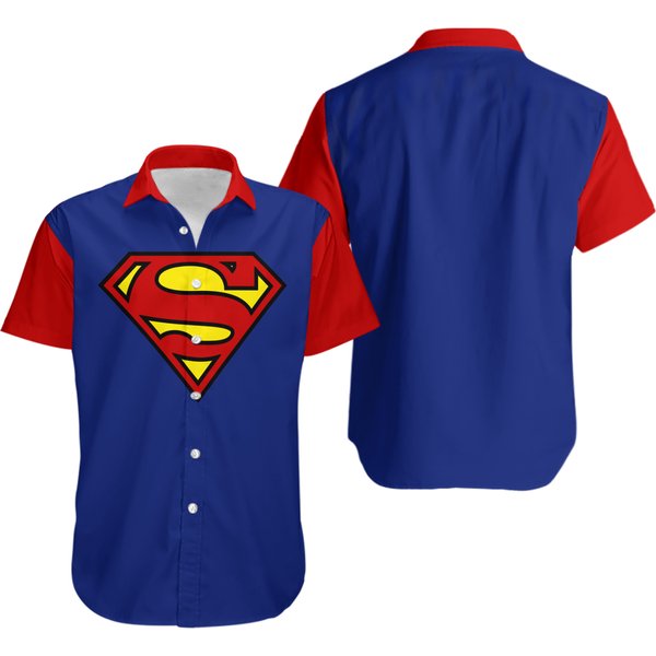Superman Dc Comics Men’S Short Sleeve Button Up Hawaiian Shirt-image