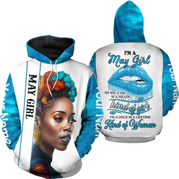 Personalized Afro April Girl I'm A Once In A Lifetime Kind Of Girl Hoodie 3D-image