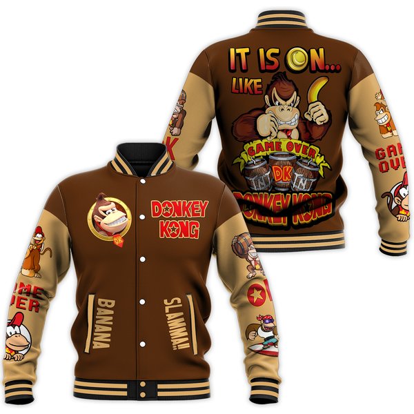 Donkey Kong Game Over Aop Baseball Jacket All Over Print-image