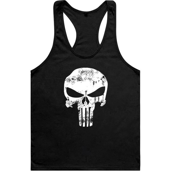 New Men's Punisher Fitness Tank Tops Cotton Sleeveless Workout Stringer-image