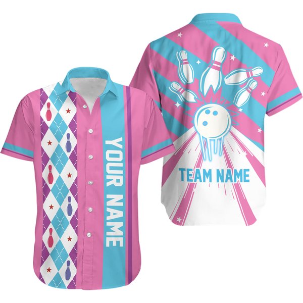 Personalized Retro Bowling Hawaiian Shirt, Custom Name Bowling Hawaiian Shirt-image