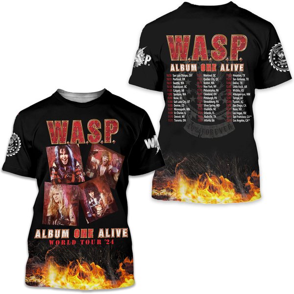 W A S P Album One Alive World Tour 2024 Tour Date 3D Shirt-image
