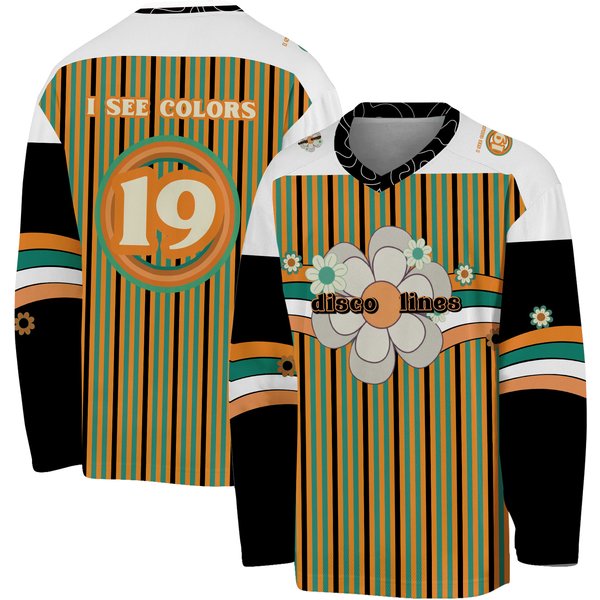Custom Number Disco Lines Edm Rave Custom Hockey Jersey-image