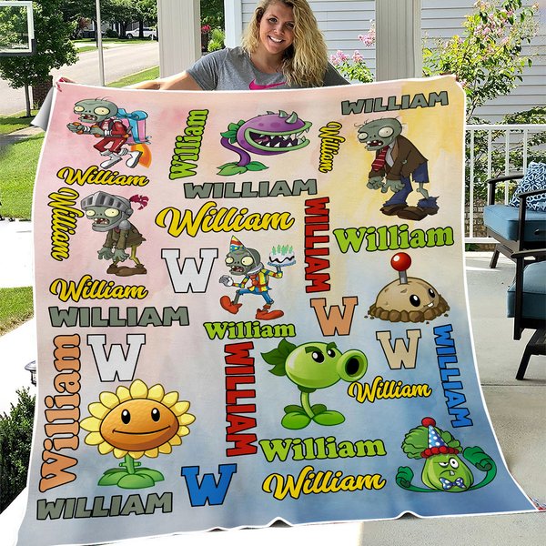 Personalized Plants And Zombies Fleece Blanket-image
