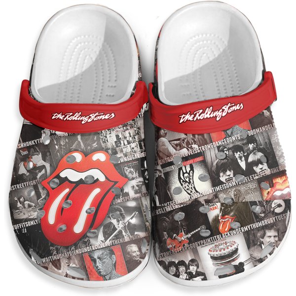 The Rollings Stones Rock Band Clogs Shoes, Shoes Gift For Fan