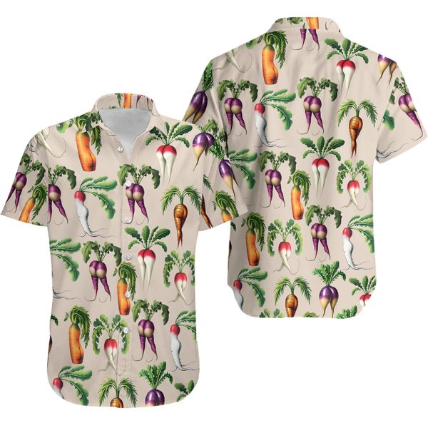 Funny Vegetables Hawaiian Shirt, Vegan Button Up Shirt-image