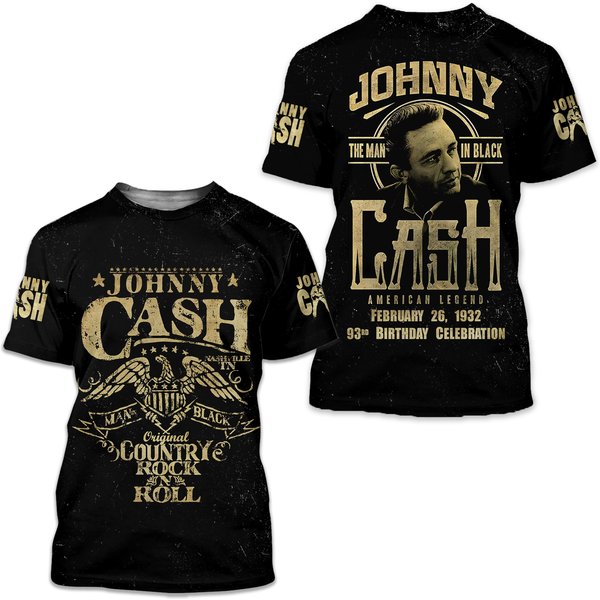 Johnny Cash Rock And Roll Tour, Tour 2025 T-Shirt 3D-image
