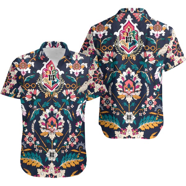 Harry Potter Hogwarts Floral Magical All Over Print 3D Printed Hawaiian Shirt-image