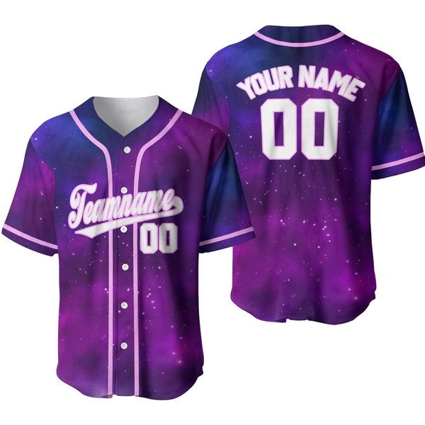 Custom Purple Infinite Galaxy Pattern White Pink Custom Baseball Jerseys-image