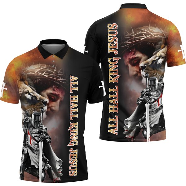 All Hall King Jesus Knee Under God Knight Templar Men's Polo Shirt
