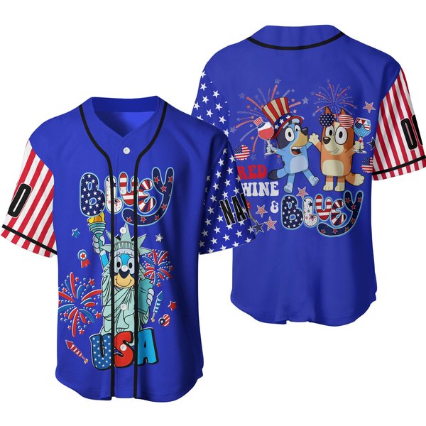 Custom Blueydad Baseball Jersey, Blueydad Fourth Of July Baseball Jersey-image