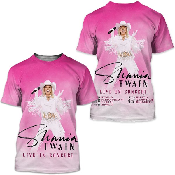 Shania Twain Summer 2025 Tour All Over Print Shirt Best 3D Tshirt-image
