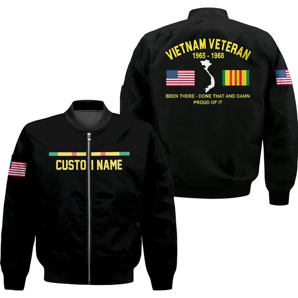 Custom Name Vietnam Veteran Aop Bomber Jacket-image