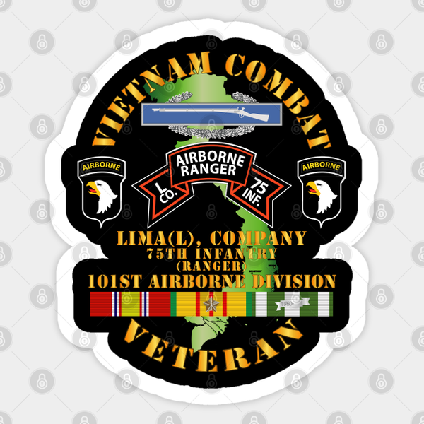 Vietnam Combat Vet - L Co 75Th Infantry (Ranger) - 101St Airborne Div Ssi - Vietnam Combat Vet L Co 75Th Infantry - Sticker-image