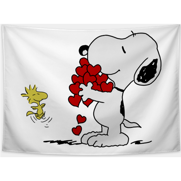 Snoopy And Woodstock Hugging - Snoopy - Tapestry-image