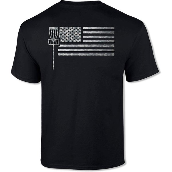 Disc Golfing American Flag Disc Golfer Short Sleeve Tee Shirt-image