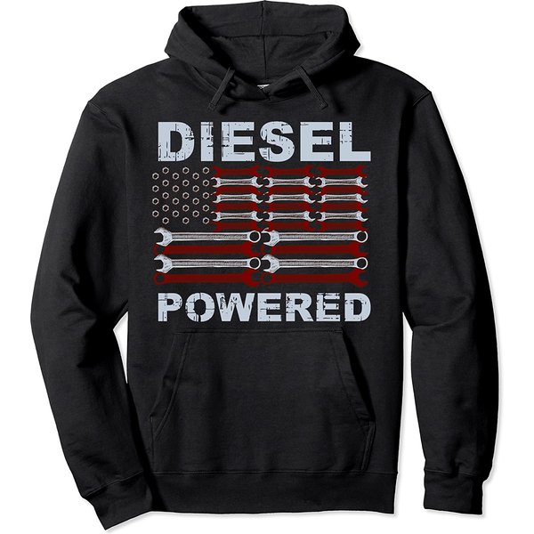 American Flag Wrench Diesel Powered Hoodie Sweatshirt-image