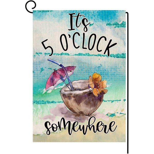 It's 5 O'clock Somewhere Garden Flag Tropical Coconut-image