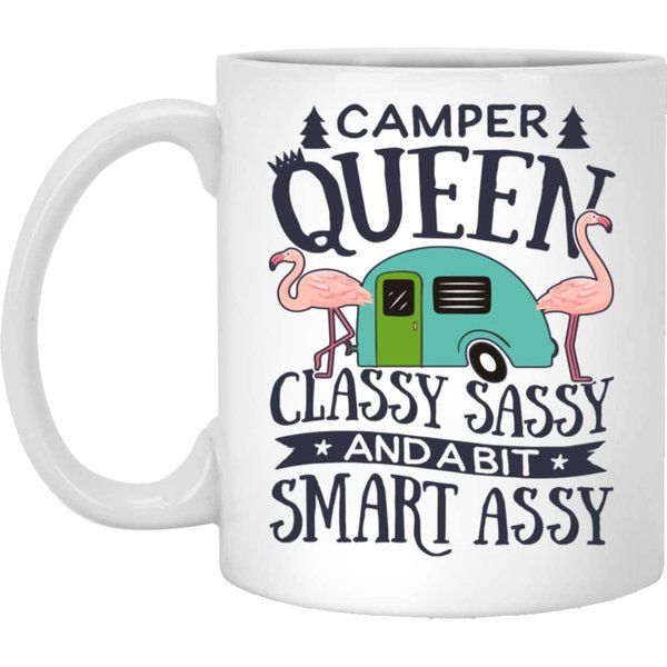 Camper Queen Classy Sassy And A Bit Smart Assy Ceramic Novelty Coffee Tea Mug Flamingo-image