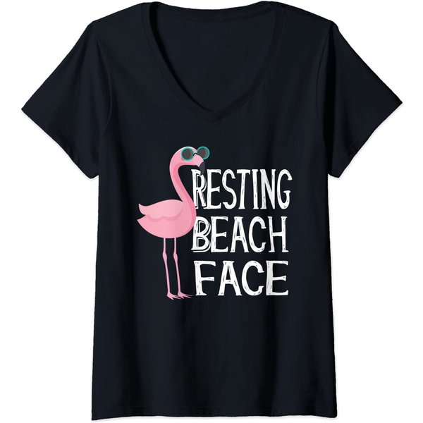 Resting Beach Face T-shirt Flamingo Wearing Glasses
